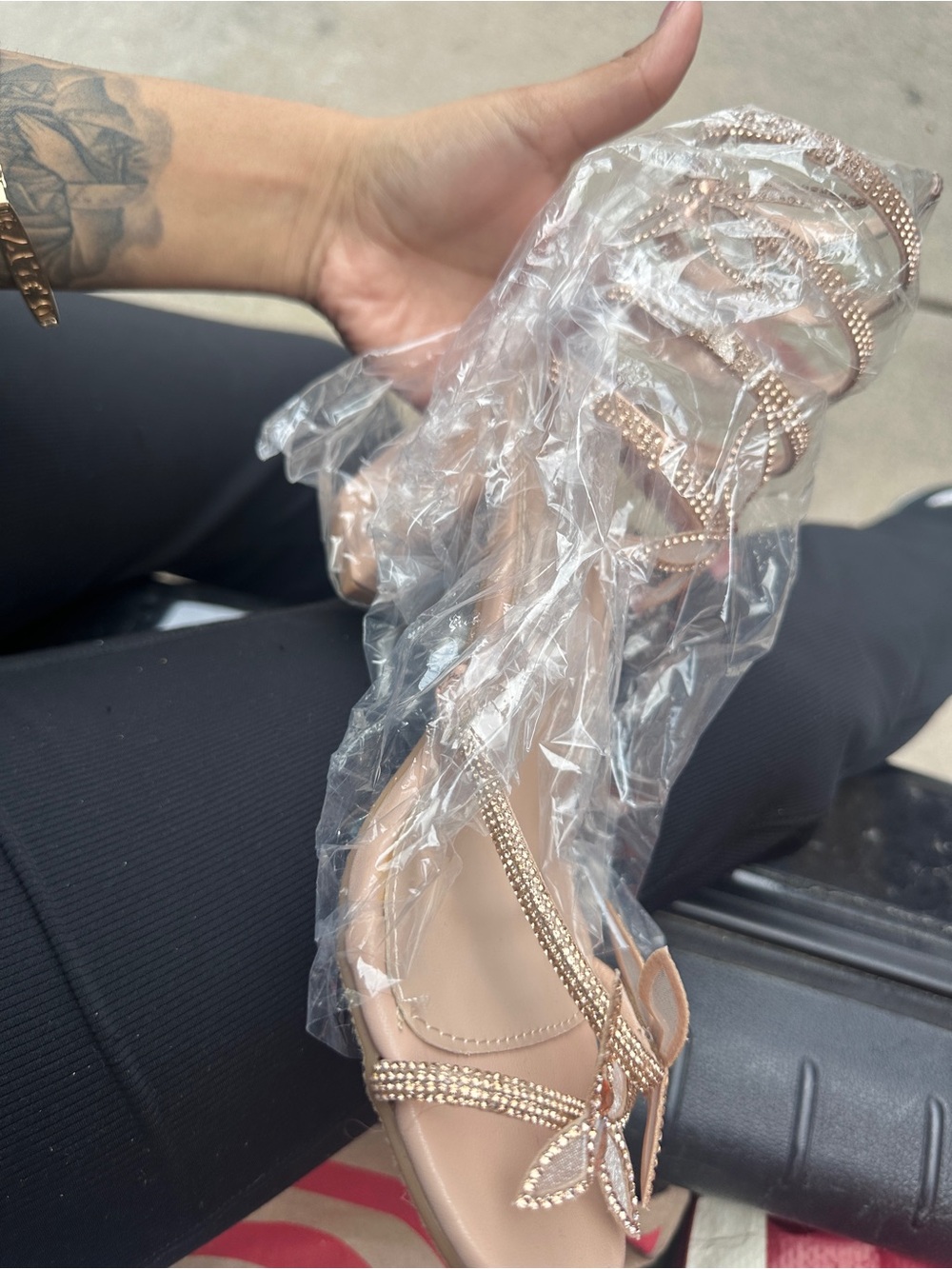 TOP Moda Nude Rhinestone Strappy Sandal - Picture 2 of 3